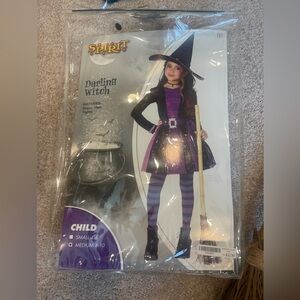 Girls 8-10 Halloween Witch Costume w/ Broom + Hat